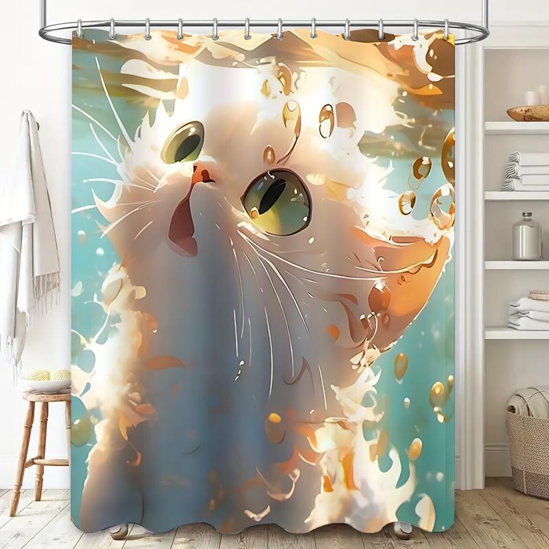 Cute Cat Shower Curtain For Bathroom Decoration - Waterproof And Durable With Vibrant Design Waterproof Durable Easy-Clean W60H190(CM)-1 Pcs
Cute Cat Shower Curtain For Bathroom Decoration - Waterproof And Durable With Vibrant Design Waterproof Durable Easy-Clean W60H190(CM)-1 Pcs