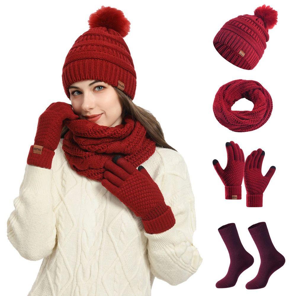 4Pcs/Set Warm Women Hats Scarf Gloves Socks Set Soft Winter Warm Mitten Gift Knitted Hat Outdoor білий
4Pcs/Set Warm Women Hats Scarf Gloves Socks Set Soft Winter Warm Mitten Gift Knitted Hat Outdoor білий