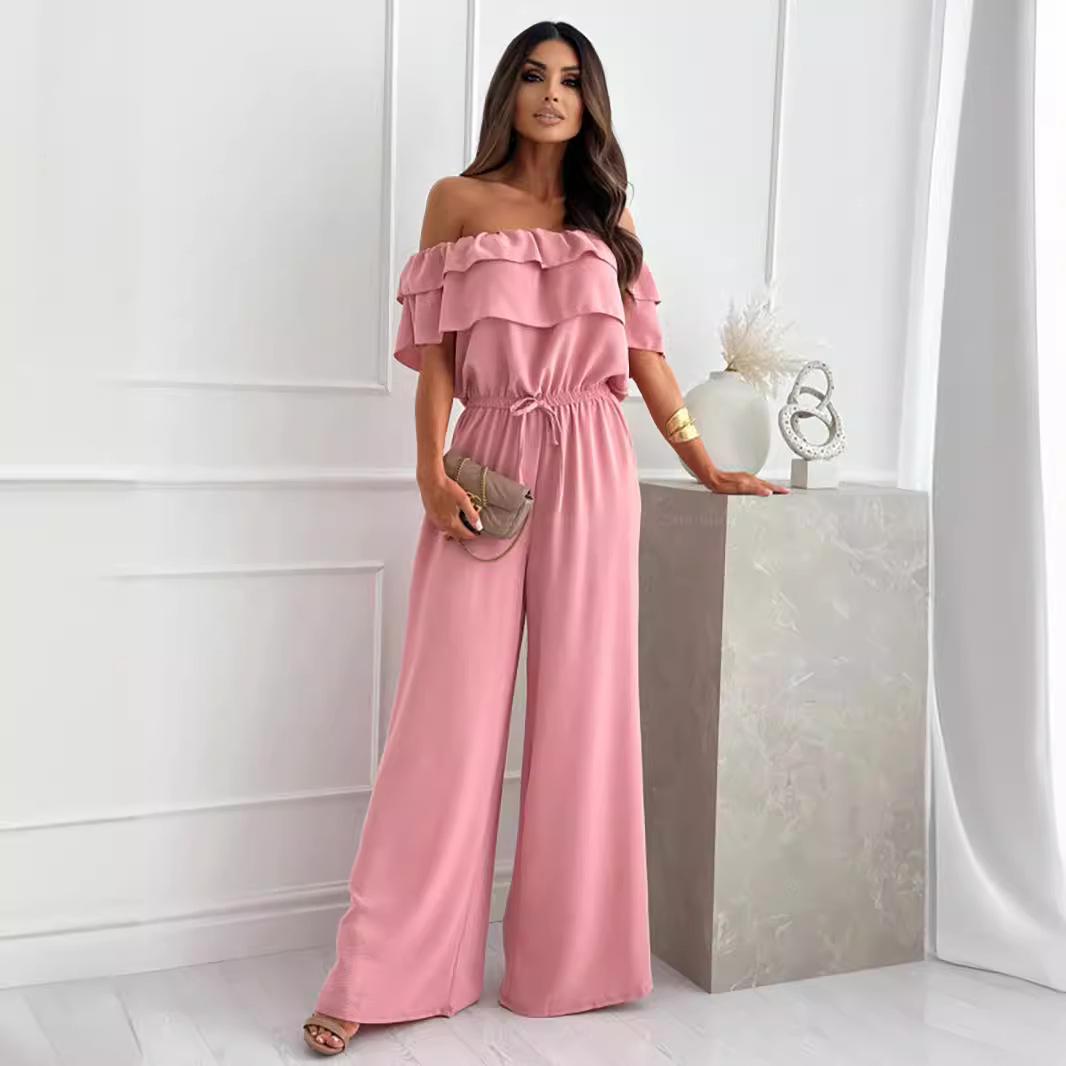 European & American Women s Solid Color One-Shoulder Ruffle Jumpsuit - Summer Short Sleeve Style Small рожевий
European & American Women s Solid Color One-Shoulder Ruffle Jumpsuit - Summer Short Sleeve Style Small рожевий