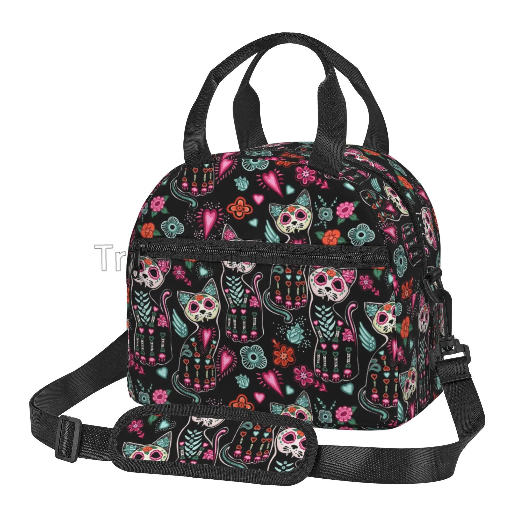 Day of The Dead Cat Kitten Sugar Skull Lunch Bag Reusable Insulated Lunch Box with Shoulder Strap Thermal Cooler Bento Tote Bags
Day of The Dead Cat Kitten Sugar Skull Lunch Bag Reusable Insulated Lunch Box with Shoulder Strap Thermal Cooler Bento Tote Bags