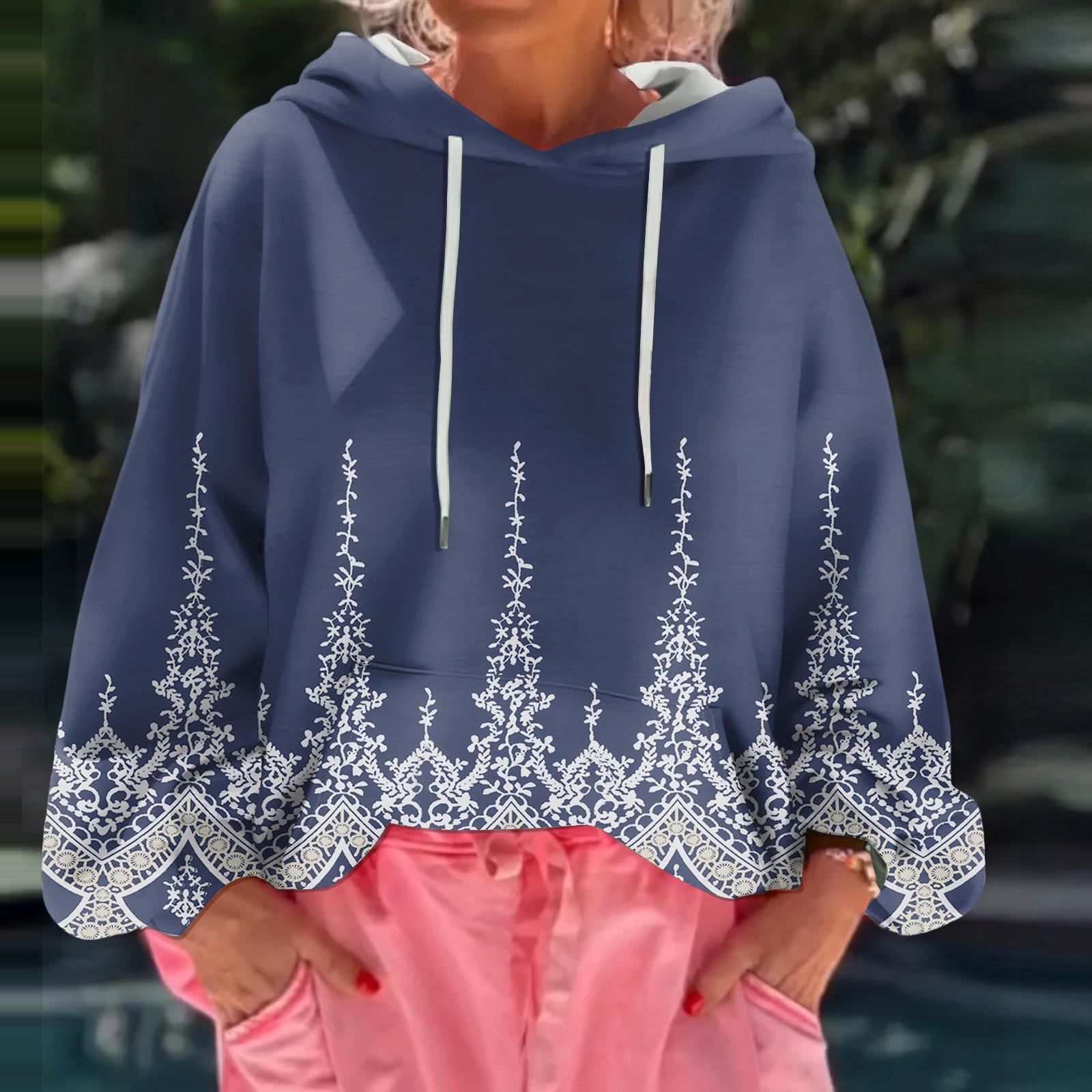 Женский худи свободного кроя с цветочным принтом и длинными рукавами M темно-синий
Женский худи свободного кроя с цветочным принтом и длинными рукавами M темно-синий