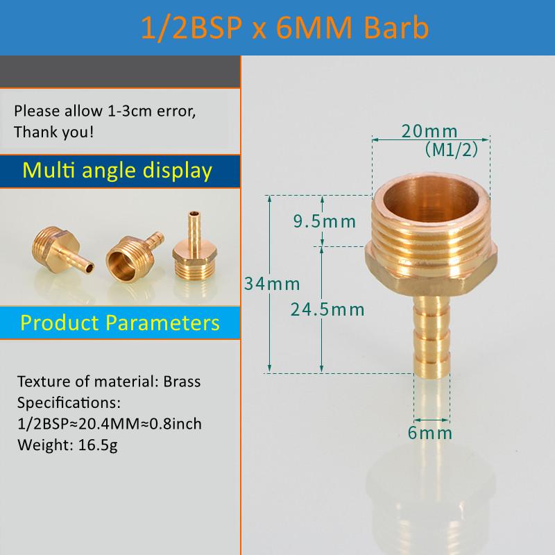 Brass Pipe Fitting 6/8/10/12/14/16mm Hose Barb Tail 1/8 3/8 1/4 BSP Male Connector Joint Copper Coupler Adapter 1PCS
Brass Pipe Fitting 6/8/10/12/14/16mm Hose Barb Tail 1/8 3/8 1/4 BSP Male Connector Joint Copper Coupler Adapter 1PCS