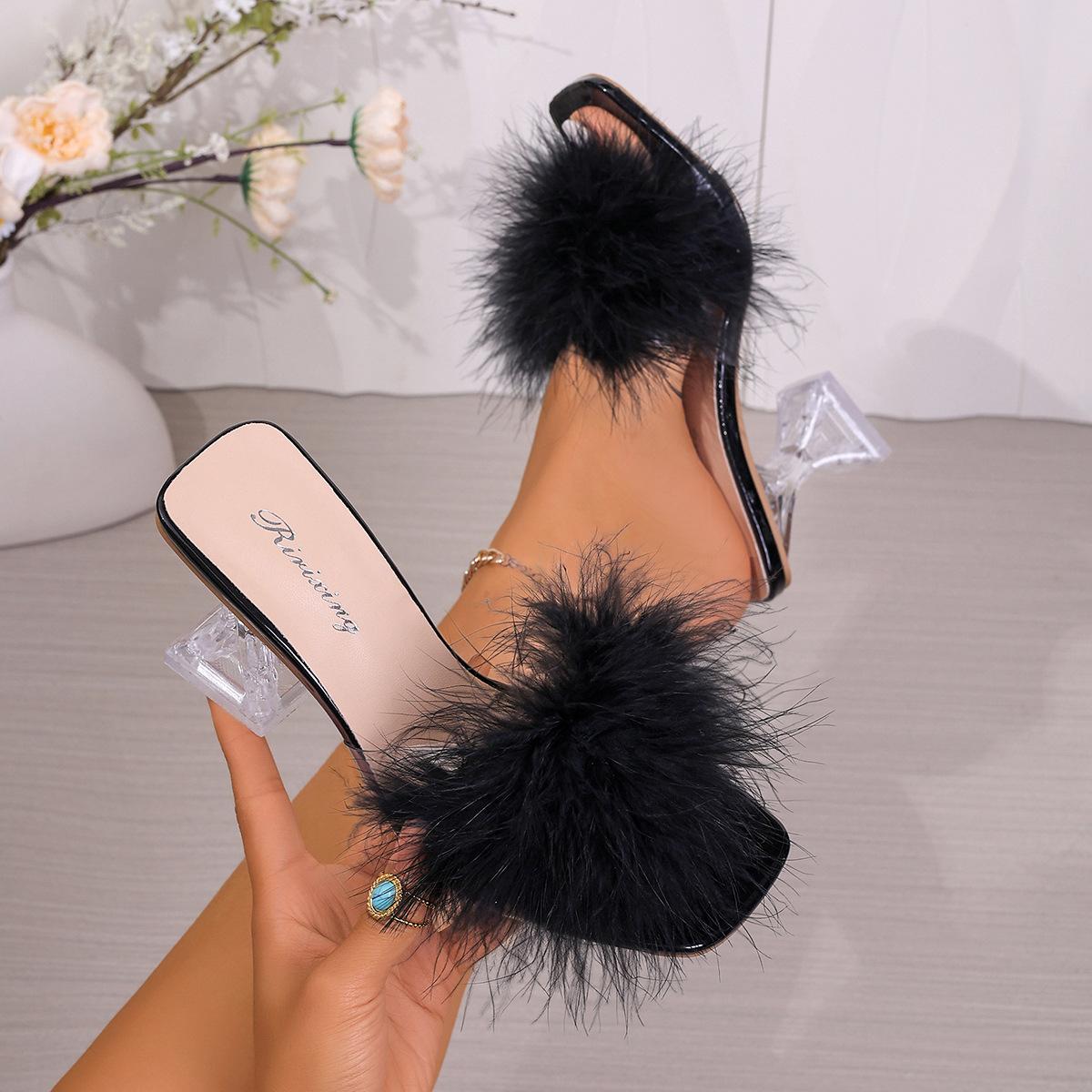 Women Sandals Large Size Furry Transparent Slippers Square Head High Heel Shoes Comfortable Versatile Sandals Ladies 35 чёрный
Women Sandals Large Size Furry Transparent Slippers Square Head High Heel Shoes Comfortable Versatile Sandals Ladies 35 чёрный