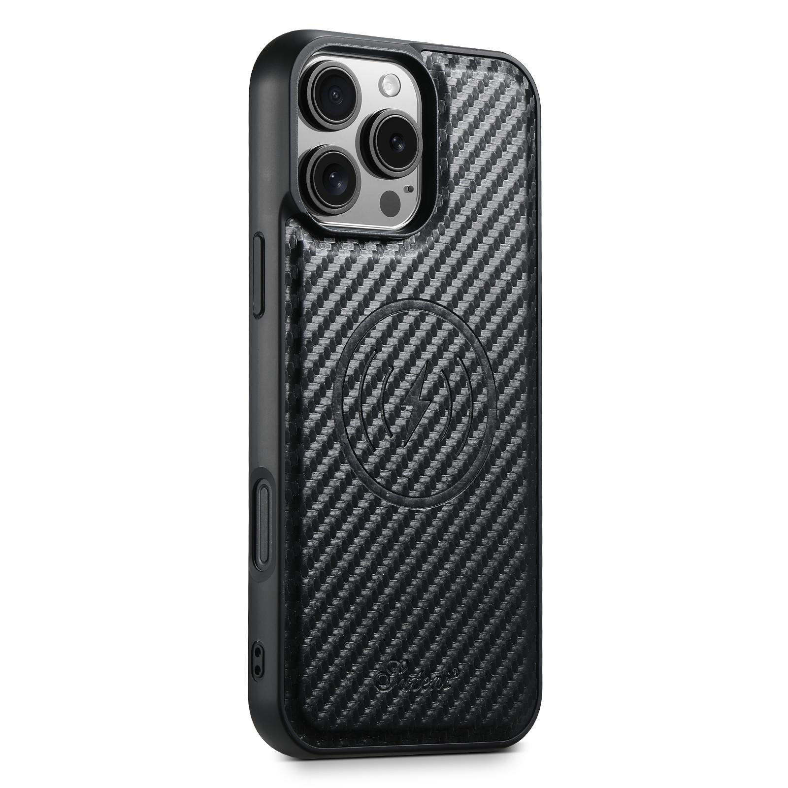 SUTENI H18 For iPhone 16 Pro Max Magnetic Case Carbon Fiber Texture Leather+TPU Cover with Detachable Card Bag Style A
SUTENI H18 For iPhone 16 Pro Max Magnetic Case Carbon Fiber Texture Leather+TPU Cover with Detachable Card Bag Style A