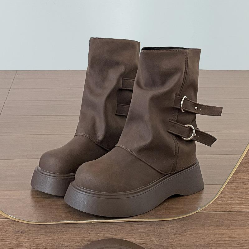 Chunky Platform Heels Women Ankle Boots Fashion Belt Buckle Slip On Shoes Female Vintage Short Booties Shoes Mujer 35
Chunky Platform Heels Women Ankle Boots Fashion Belt Buckle Slip On Shoes Female Vintage Short Booties Shoes Mujer 35