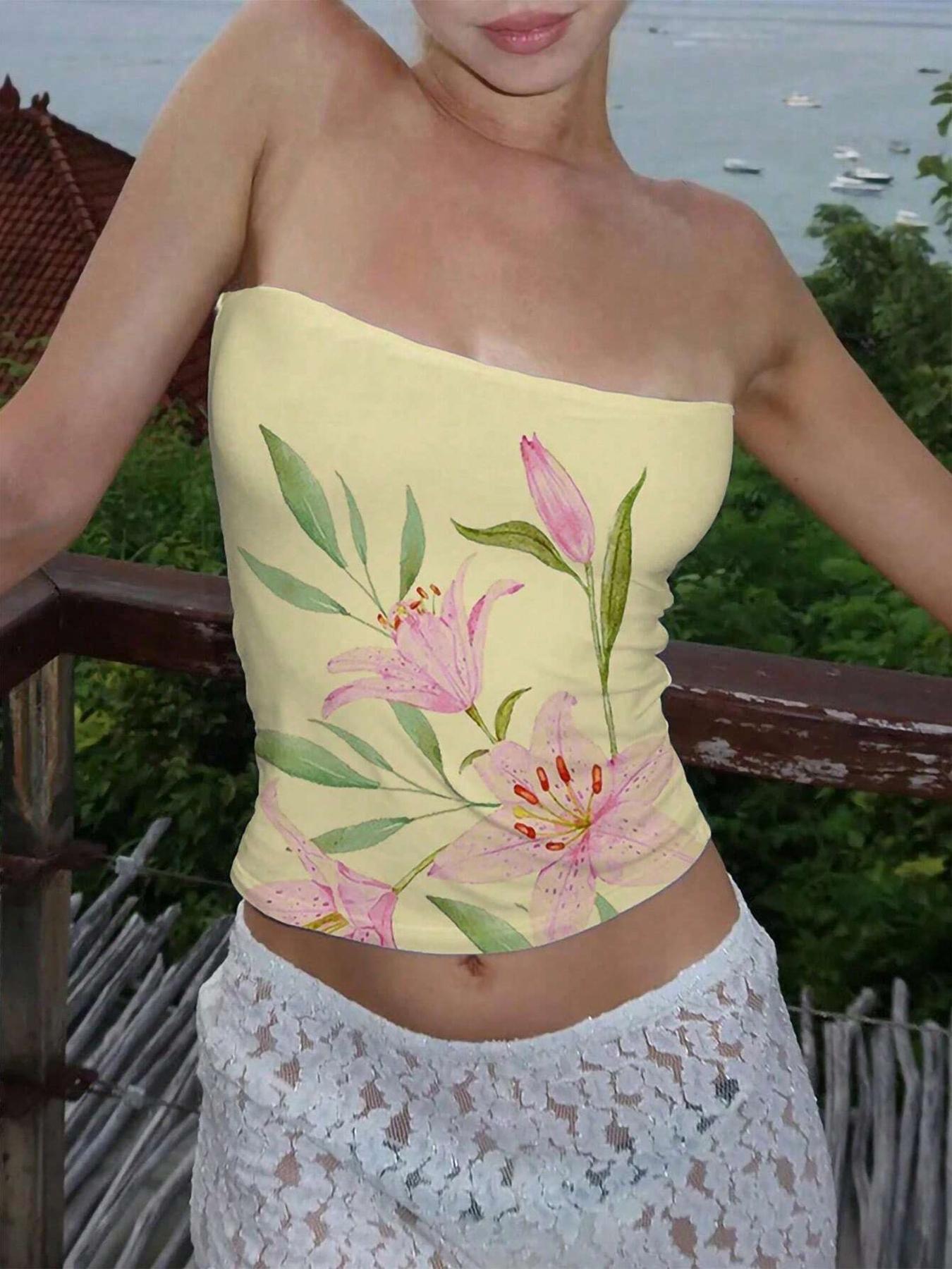 European & American Style Strapless Floral Print Sleeveless Tank Top - Women s Sexy Fashion Double Extra Large
European & American Style Strapless Floral Print Sleeveless Tank Top - Women s Sexy Fashion Double Extra Large
