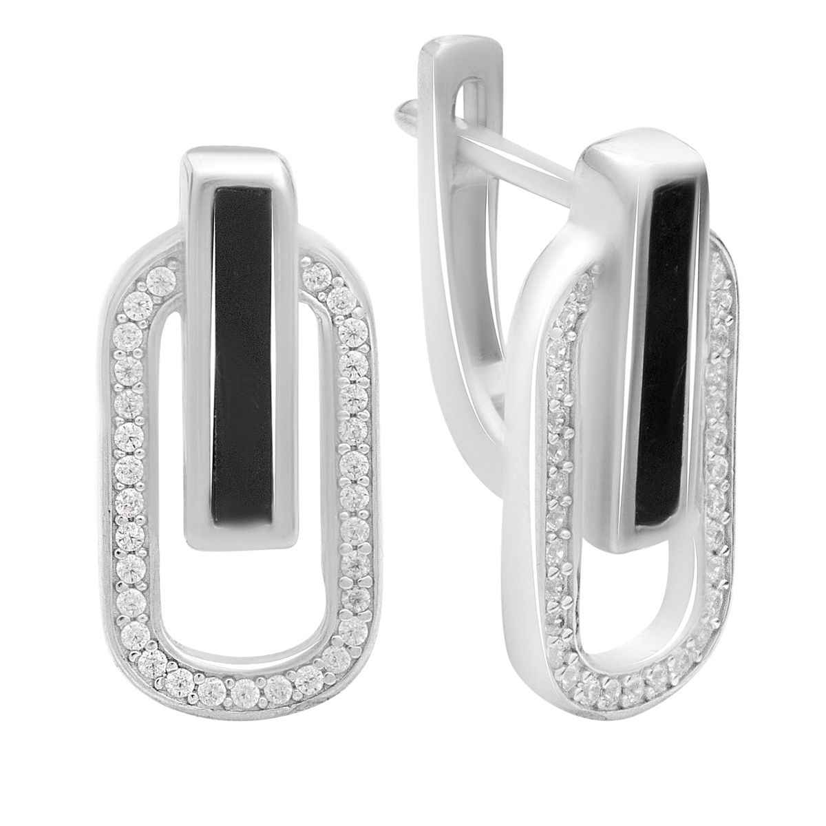 Silver earrings with natural cubic zirconia, onyx (2199298) білий
Silver earrings with natural cubic zirconia, onyx (2199298) білий