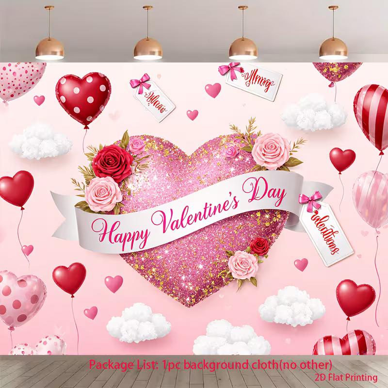 2D Happy Valentine s Day Backdrop with Glitter Heart & Floral Arrangement 47.2x31.5inch/120*80cm
2D Happy Valentine s Day Backdrop with Glitter Heart & Floral Arrangement 47.2x31.5inch/120*80cm
