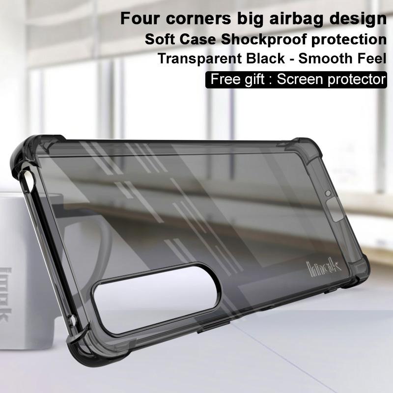 IMAK for Sony Xperia 1 IV Soft TPU Case Shock-Absorbing Four-Corner Airbag Protection Cover with Screen Protector Transparent
IMAK for Sony Xperia 1 IV Soft TPU Case Shock-Absorbing Four-Corner Airbag Protection Cover with Screen Protector Transparent