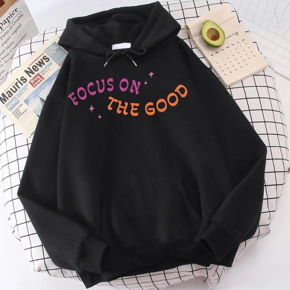 Women Long Sleeve Hoodie Focus On The Good Printed Oversized Simplicity Clothes Comfortable Fashion Clothing Outdoor Designer
Women Long Sleeve Hoodie Focus On The Good Printed Oversized Simplicity Clothes Comfortable Fashion Clothing Outdoor Designer