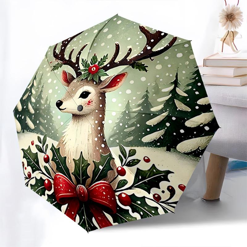 1pc Christmas Deer with Holly Leaves & Berries Automatic Folding Umbrella, Portable 3-Fold Design, 8-Rib Iron Frame Outdoor Umbrella, Festive Gift for
1pc Christmas Deer with Holly Leaves & Berries Automatic Folding Umbrella, Portable 3-Fold Design, 8-Rib Iron Frame Outdoor Umbrella, Festive Gift for