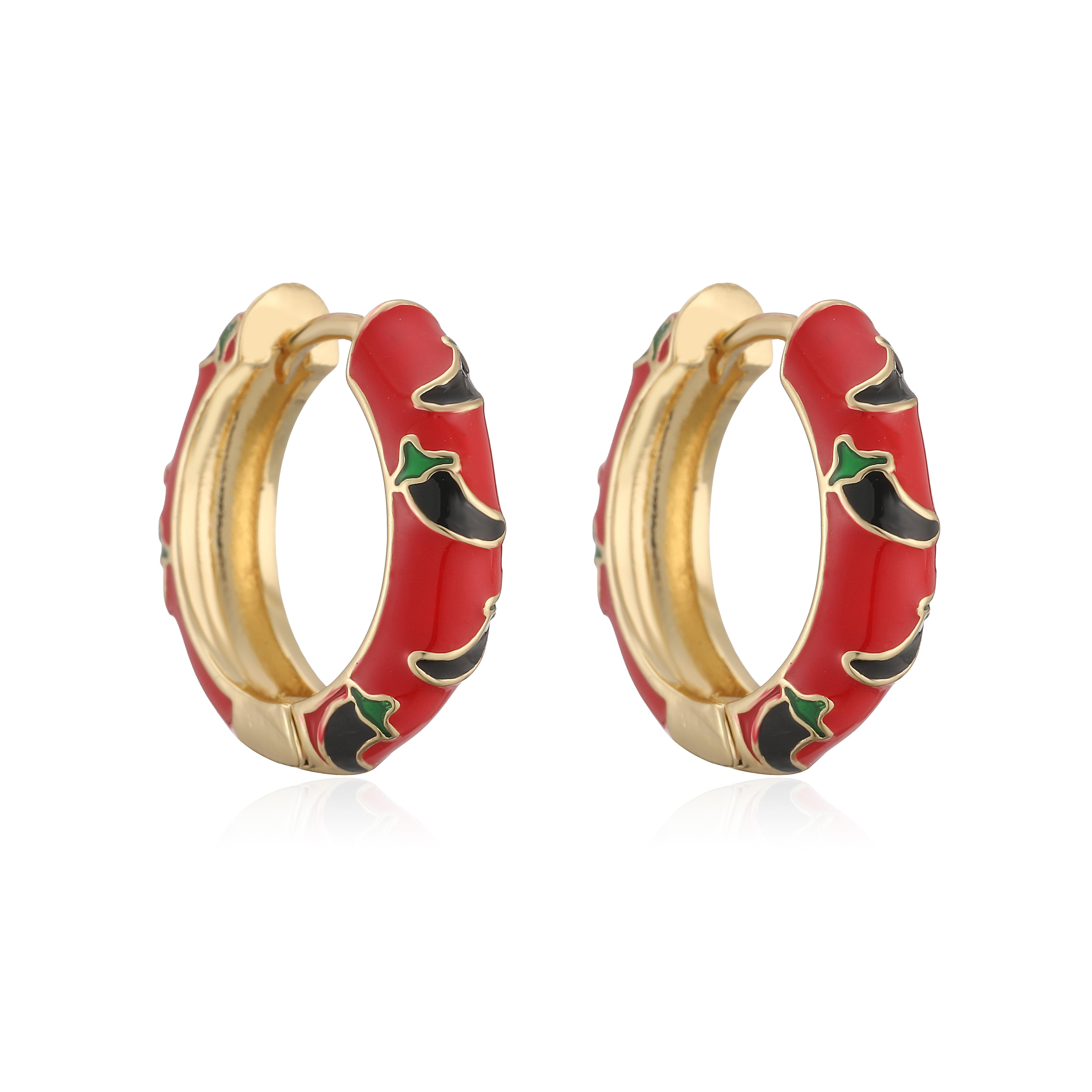 Hot Enamel Dripping Glaze Pepper Pattern Hoop Earrings Copper Metal Material Unisex Vintage Style Jewellery 1 Pair Other красный
Hot Enamel Dripping Glaze Pepper Pattern Hoop Earrings Copper Metal Material Unisex Vintage Style Jewellery 1 Pair Other красный
