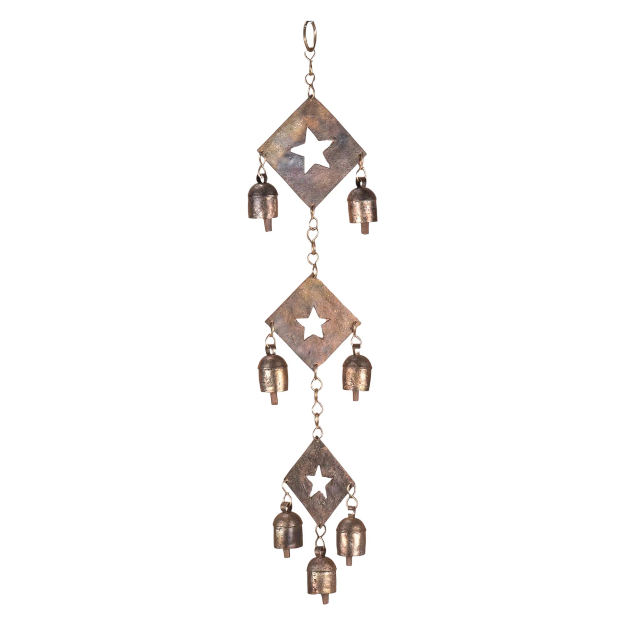 Rustic Bronze Metal Wind Chime With Star Cutouts And 7 Bells For Garden Decor Outdoor Porch Balcony Memorial Gift 19 x 4.5 Inch
Rustic Bronze Metal Wind Chime With Star Cutouts And 7 Bells For Garden Decor Outdoor Porch Balcony Memorial Gift 19 x 4.5 Inch