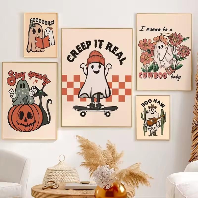 Vintage Cartoon Ghost Halloween Autumn Wall Art Picture Retro Fall Halloween Poster Print Canvas Painting for Room Home Decor 21*30cm No Frame
Vintage Cartoon Ghost Halloween Autumn Wall Art Picture Retro Fall Halloween Poster Print Canvas Painting for Room Home Decor 21*30cm No Frame