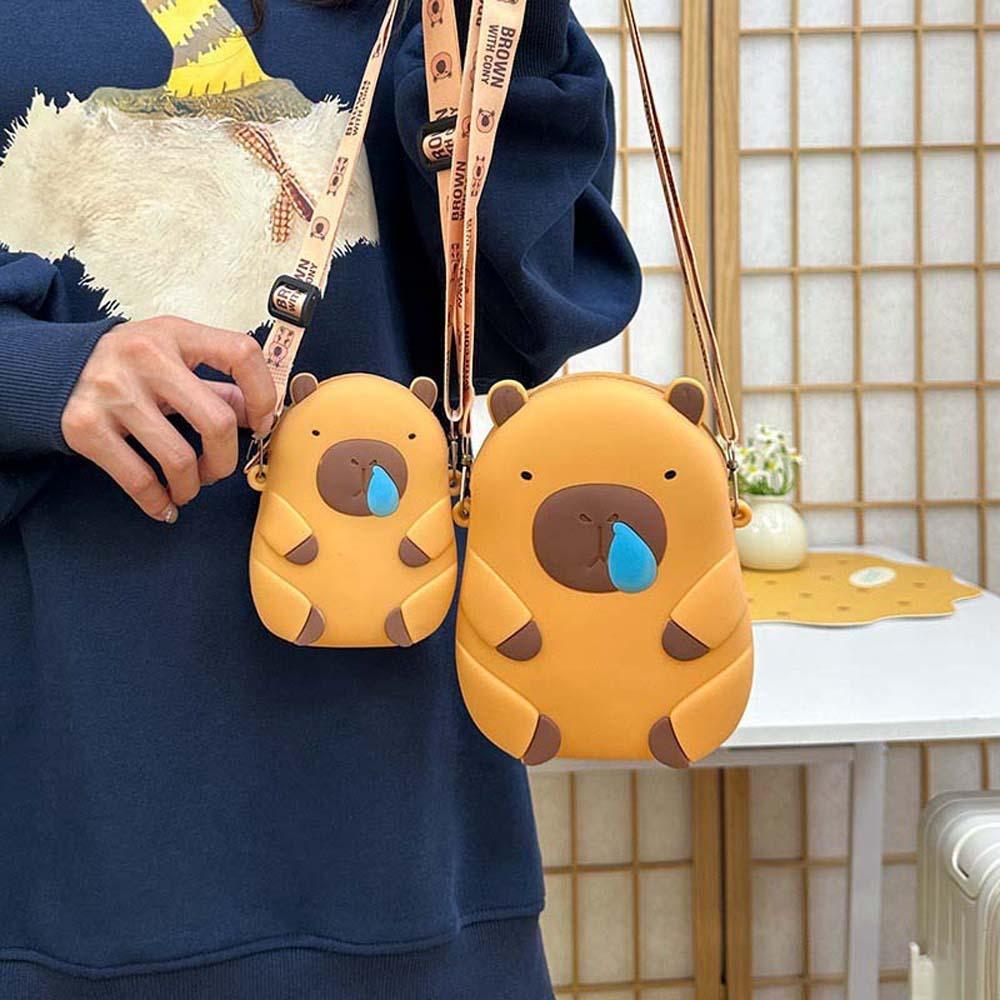 Adjustable Straps Capybara Shoulder Bag Cartoon Phone Storage Pouch Silicone Doll Bag Students Dark Khaki S
Adjustable Straps Capybara Shoulder Bag Cartoon Phone Storage Pouch Silicone Doll Bag Students Dark Khaki S