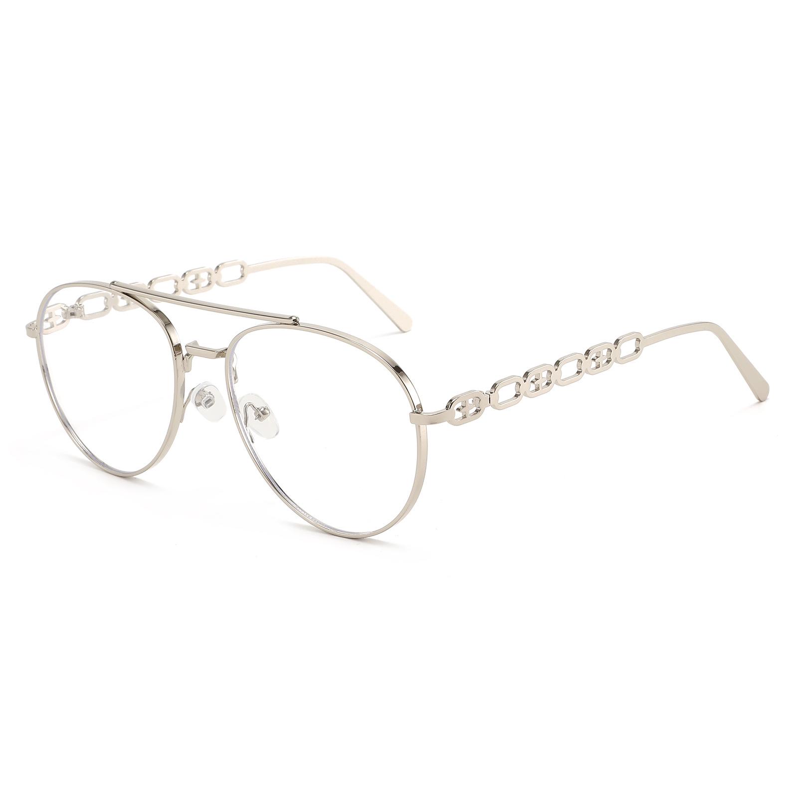 Double Bridge Large Aviator Sunglasses with Metal Chain Temple Regular
Double Bridge Large Aviator Sunglasses with Metal Chain Temple Regular