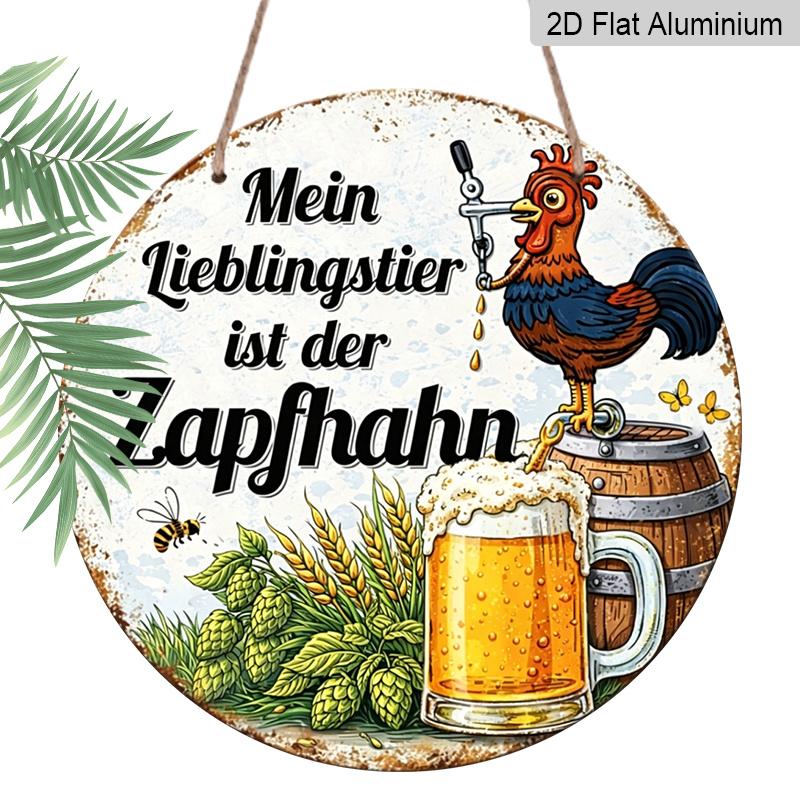 2D Flat, 1pc Round Aluminum German Mein Lieblingstier ist der Zapfhahn Sign, Funny Rooster & Beer Tap Metal Wall Art, Vintage Rustic Bar Decor 7.87*7.87in
2D Flat, 1pc Round Aluminum German Mein Lieblingstier ist der Zapfhahn Sign, Funny Rooster & Beer Tap Metal Wall Art, Vintage Rustic Bar Decor 7.87*7.87in
