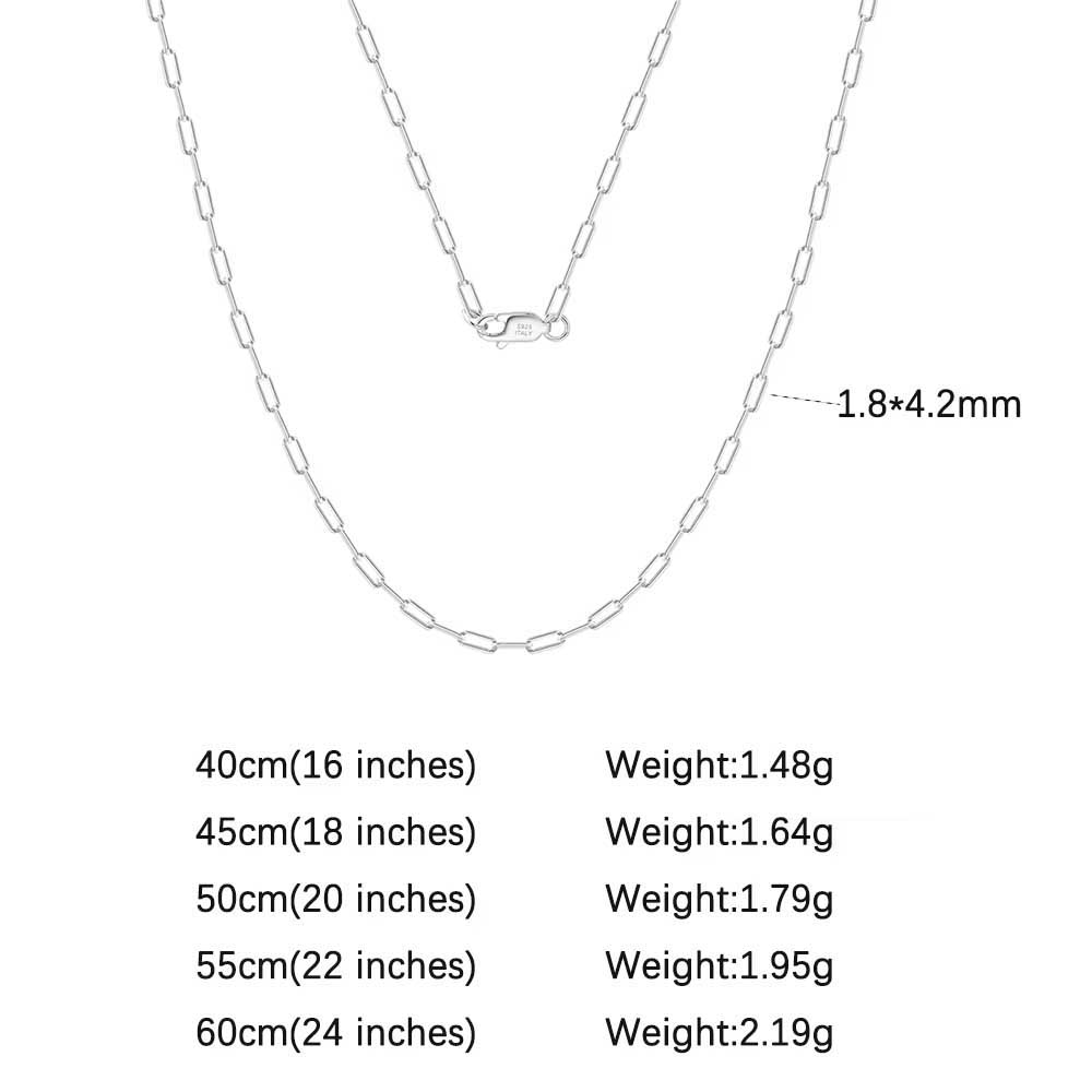 Effie Queen Soild 925 Sterling Silver Paper Clip Link Chain Necklaces Fashion Jewelry DIY Simple Paperclip Chain 40-60cm SC40 40cm
Effie Queen Soild 925 Sterling Silver Paper Clip Link Chain Necklaces Fashion Jewelry DIY Simple Paperclip Chain 40-60cm SC40 40cm