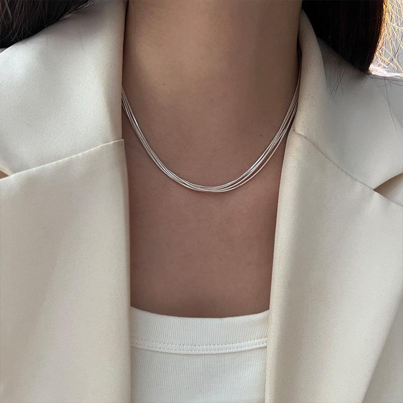 S925 Sterling Silver Korean-Style Multi-Layer Snake Chain Necklace for Women 925 Sterling Silver
S925 Sterling Silver Korean-Style Multi-Layer Snake Chain Necklace for Women 925 Sterling Silver