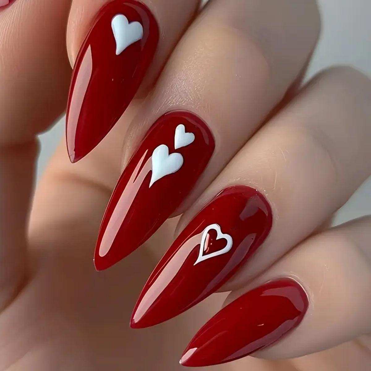 Valentine s Almond Red & White Heart Wearable Nails, 24 Removable Pieces No Accessories Type
Valentine s Almond Red & White Heart Wearable Nails, 24 Removable Pieces No Accessories Type