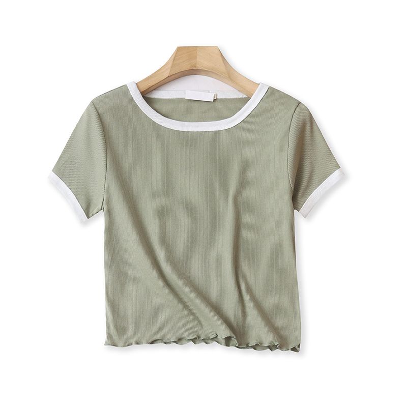 U/15 Summer New Arrival Foreign Trade Women s Clothing Youth Fashion Slim-Fit Preppy Style round Neck Pullover Short Sleeve Knitting T-shirt Gray Green M
U/15 Summer New Arrival Foreign Trade Women s Clothing Youth Fashion Slim-Fit Preppy Style round Neck Pullover Short Sleeve Knitting T-shirt Gray Green M