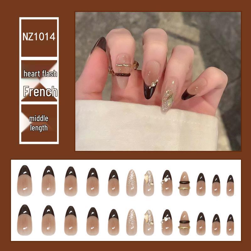 3D Flash Diamond Black Edge French Nail Art Set - 24 Removable False Nails, One Size
3D Flash Diamond Black Edge French Nail Art Set - 24 Removable False Nails, One Size