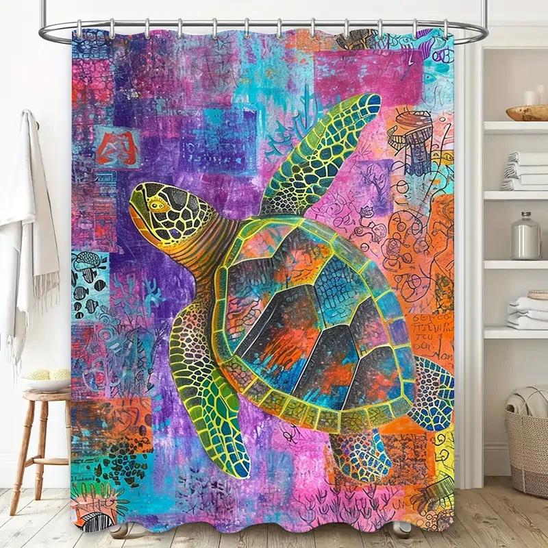 Brightly Colored Turtle Bath Mat Shower Curtain For Bathroom Decor Unique Wall Hanging Decoration With Printed Artwork W60H190(CM)-1 Pcs
Brightly Colored Turtle Bath Mat Shower Curtain For Bathroom Decor Unique Wall Hanging Decoration With Printed Artwork W60H190(CM)-1 Pcs