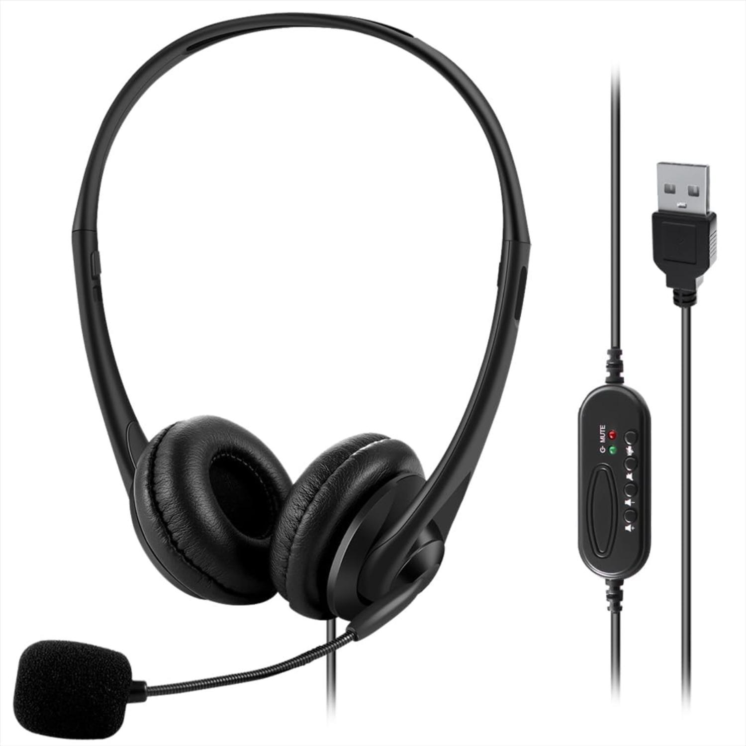 Computer USB Headset with Mic, Wired Headphones with Microphone for PC, Laptop (Black Slender) чорний
Computer USB Headset with Mic, Wired Headphones with Microphone for PC, Laptop (Black Slender) чорний