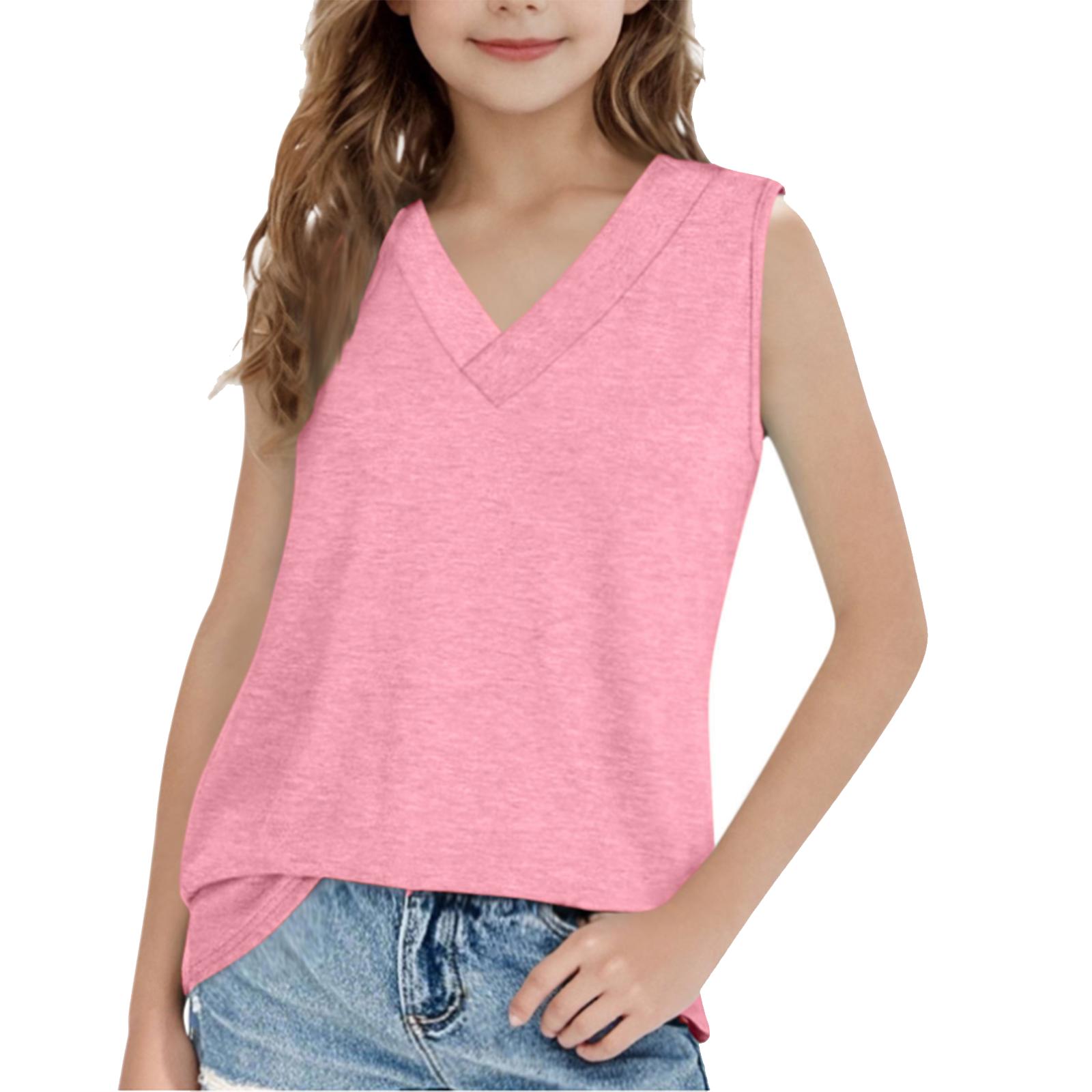 Летний жилет для девочек с V-образным вырезом, повседневная футболка без рукавов, однотонный свободный спортивный жилет 130 розовый
Летний жилет для девочек с V-образным вырезом, повседневная футболка без рукавов, однотонный свободный спортивный жилет 130 розовый