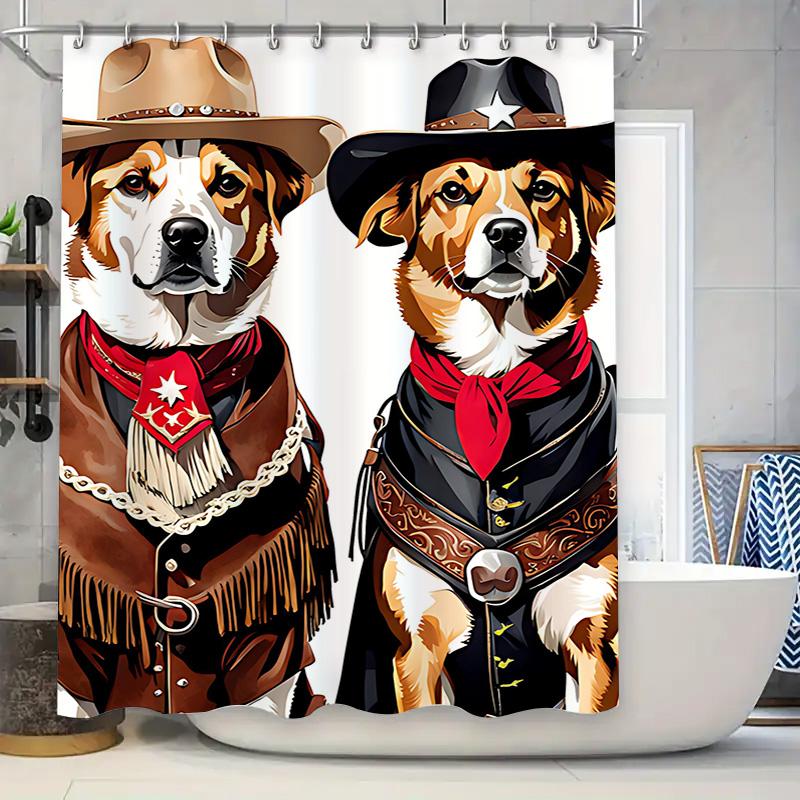 Western-Style Dog Shower Curtain Set Bathroom Decor Waterproof Washable Fabric Print Featuring Cowboy Hats And Red Scarfs Red, B W60H190(CM)-1 Pcs
Western-Style Dog Shower Curtain Set Bathroom Decor Waterproof Washable Fabric Print Featuring Cowboy Hats And Red Scarfs Red, B W60H190(CM)-1 Pcs
