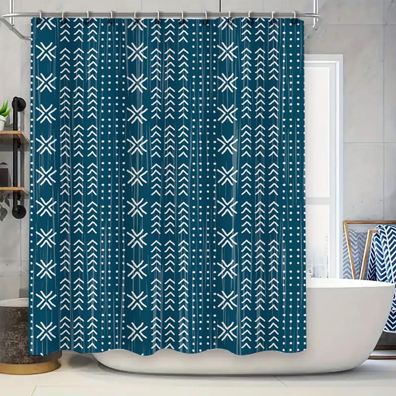 Blue White Geometric Shower Curtain Waterproof Bathroom Decor 3D Printed Bath Mat Set Home Decoration Solid Colors Window Curtai 90x180cm
Blue White Geometric Shower Curtain Waterproof Bathroom Decor 3D Printed Bath Mat Set Home Decoration Solid Colors Window Curtai 90x180cm