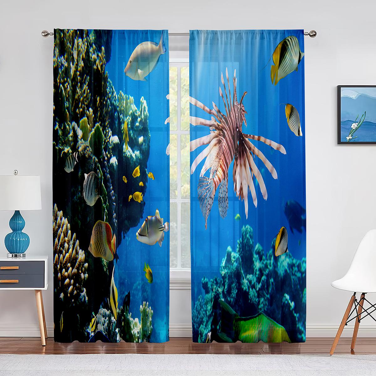 Океанская тема Прозрачная вуаль Шторы Подводные тропические рыбы Коралловые животные Морская жизнь Оконные тюль Шторы для спальни Гостиной 1 PCS W100XH250cm&Grommet Top
Океанская тема Прозрачная вуаль Шторы Подводные тропические рыбы Коралловые животные Морская жизнь Оконные тюль Шторы для спальни Гостиной 1 PCS W100XH250cm&Grommet Top
