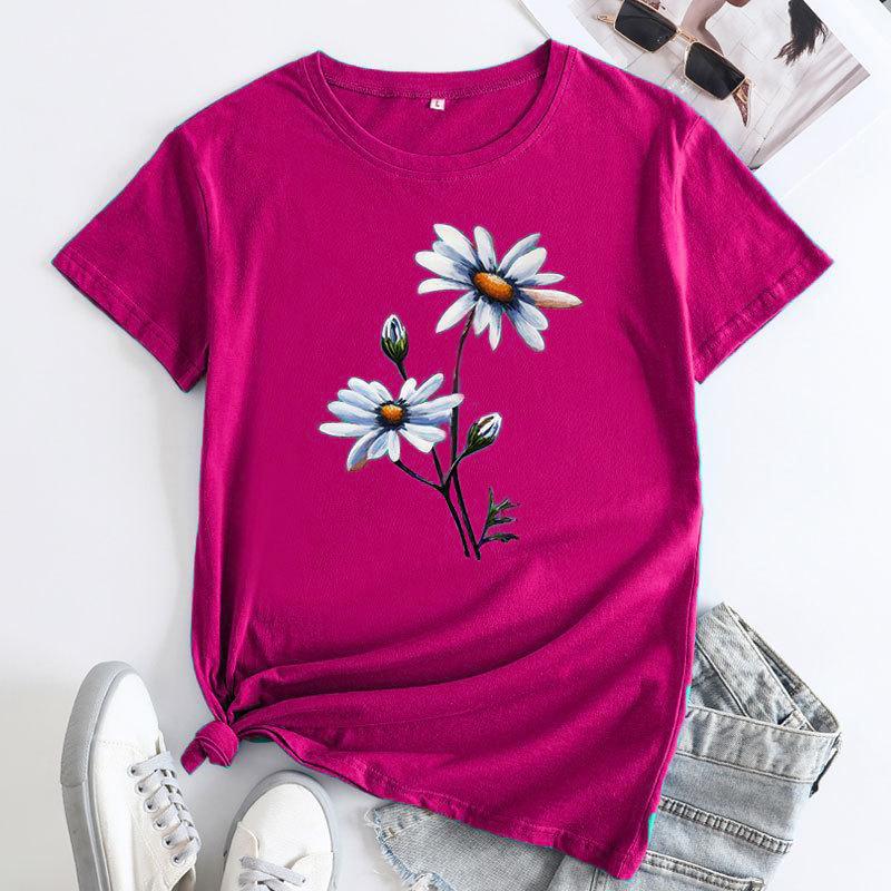 Летняя женская одежда с цветочным принтом из чистого хлопка, свободные повседневные футболки с круглым вырезом больших размеров с короткими рукавами для женщин M розы красного
Летняя женская одежда с цветочным принтом из чистого хлопка, свободные повседневные футболки с круглым вырезом больших размеров с короткими рукавами для женщин M розы красного