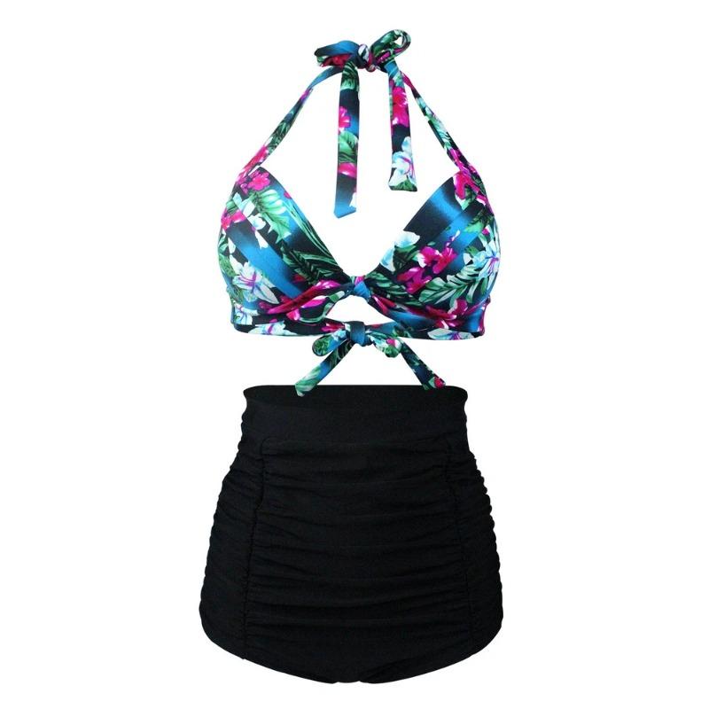 Bandage Bikinis Swimsuits Women Halter Floral Print Top High Waisted Ruched Bottom 2 Pieces Swimwear Conservative Bow Bikini Set
Bandage Bikinis Swimsuits Women Halter Floral Print Top High Waisted Ruched Bottom 2 Pieces Swimwear Conservative Bow Bikini Set