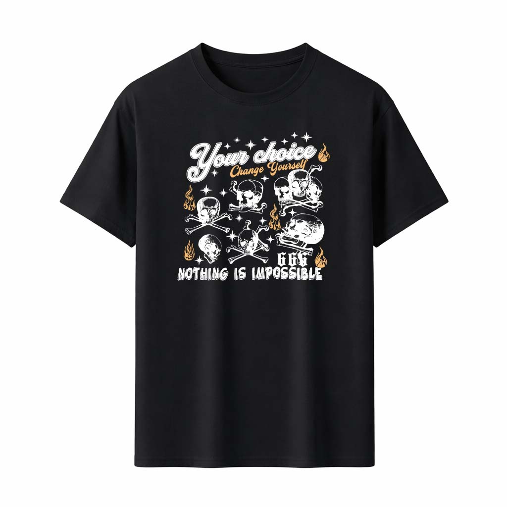 Your Choice Change Yourself Skull T-Shirt Men Women Crossbone Print Tee Nothing Is Impossible Quote Top Streetwear Gothic - M... 5XL різнокольоровий
Your Choice Change Yourself Skull T-Shirt Men Women Crossbone Print Tee Nothing Is Impossible Quote Top Streetwear Gothic - M... 5XL різнокольоровий
