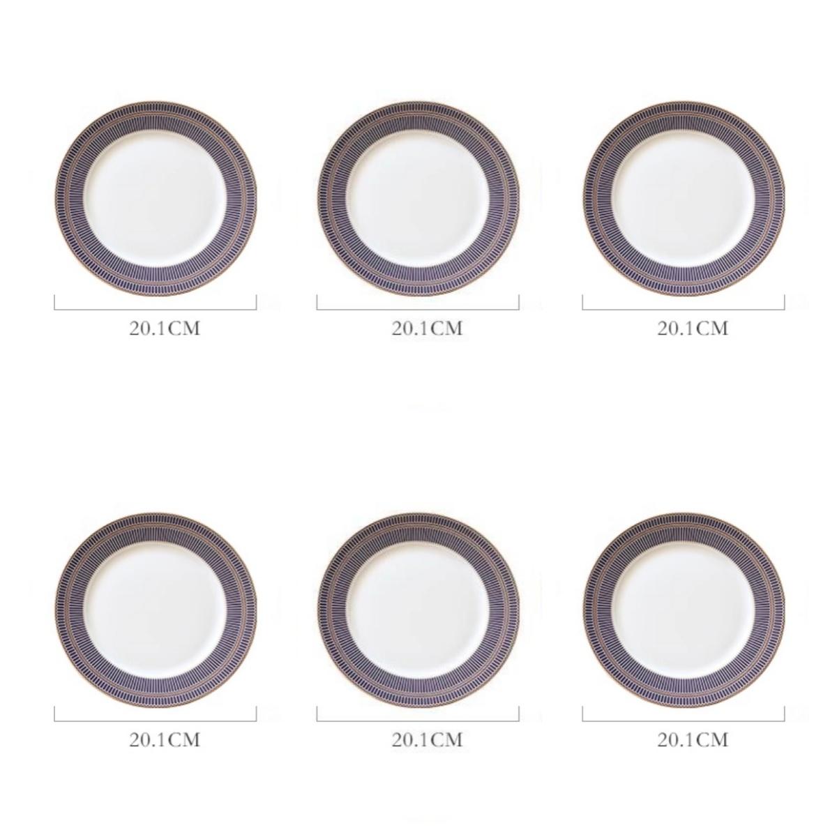 Наборы обеденных тарелок из тонкого костяного фарфора, Посуда в стиле легкой роскоши с полосатым узором и позолоченным краем, Фарфоровая столовая посуда Круглый набор из 6
Наборы обеденных тарелок из тонкого костяного фарфора, Посуда в стиле легкой роскоши с полосатым узором и позолоченным краем, Фарфоровая столовая посуда Круглый набор из 6