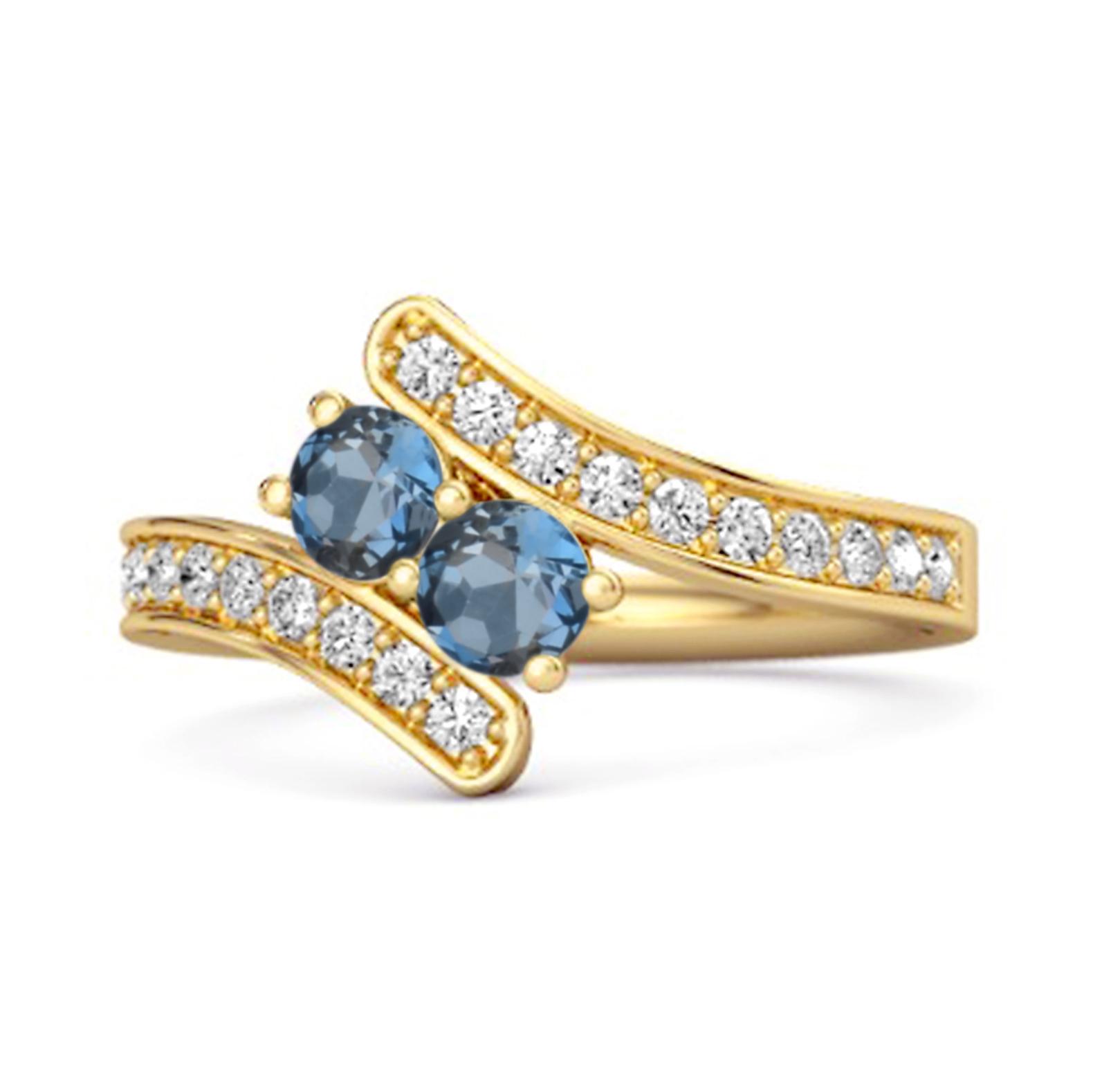 London Blue Topaz Twin Stone Pave Bypass Ring - 925 Sterling Silver Gold Vermeil 10 жовтий
London Blue Topaz Twin Stone Pave Bypass Ring - 925 Sterling Silver Gold Vermeil 10 жовтий