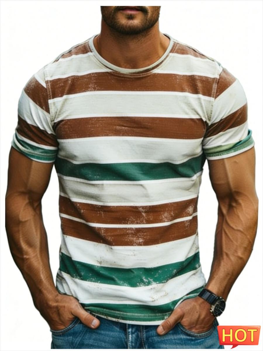 Simple Fashion Mens Striped T Shirts Summer Short Sleeve 3D Printed Crew Neck T-shirts Loose Breathable Tops S
Simple Fashion Mens Striped T Shirts Summer Short Sleeve 3D Printed Crew Neck T-shirts Loose Breathable Tops S