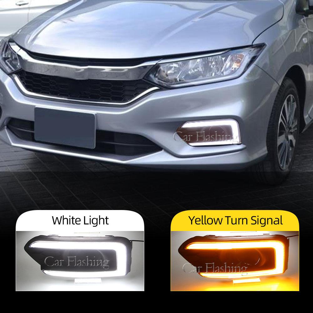 2 шт. светодиодные дневные ходовые огни для Honda City Grace 2017 2018 2019, крышка противотуманной фары DRL с желтым указателем поворота, противотуманные фары
2 шт. светодиодные дневные ходовые огни для Honda City Grace 2017 2018 2019, крышка противотуманной фары DRL с желтым указателем поворота, противотуманные фары