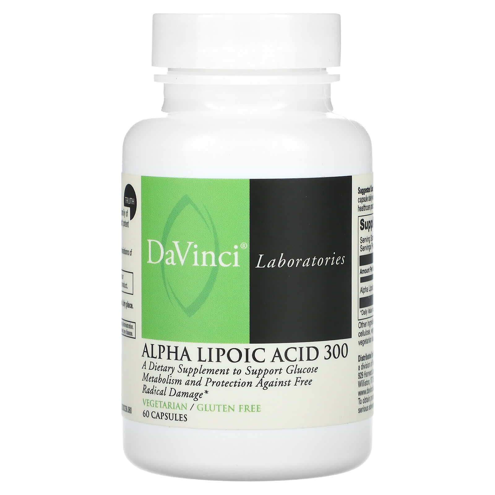 DaVinci Laboratories of Vermont, Alpha Lipoic Acid 300, 60 Capsules
DaVinci Laboratories of Vermont, Alpha Lipoic Acid 300, 60 Capsules