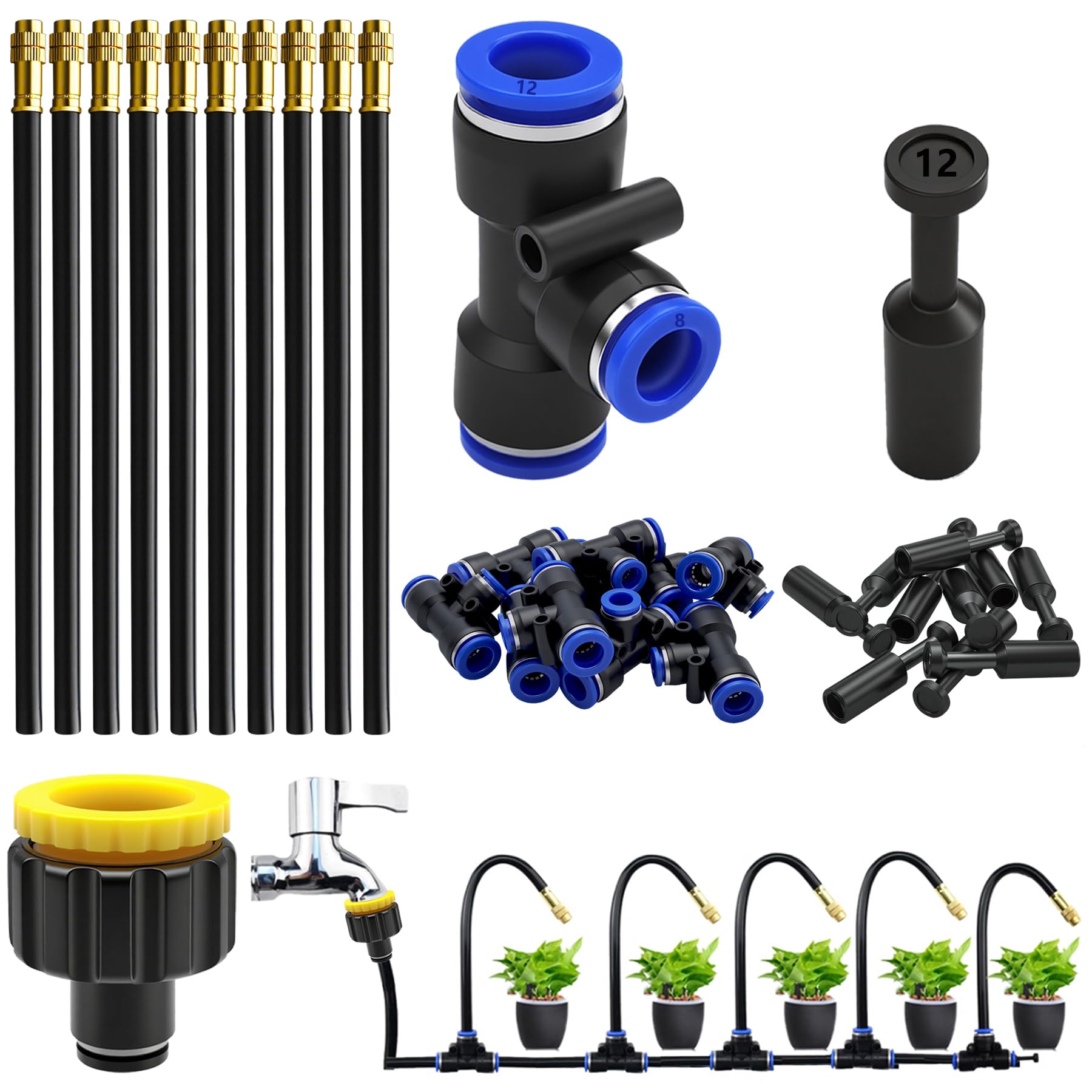 CESFONJER Automatic Atomizing Drip Irrigation Kit, 360° Adjustable Irrigation System Kit with 12mm Quick Connect Adapter, for Watering Lawns and Terra
CESFONJER Automatic Atomizing Drip Irrigation Kit, 360° Adjustable Irrigation System Kit with 12mm Quick Connect Adapter, for Watering Lawns and Terra