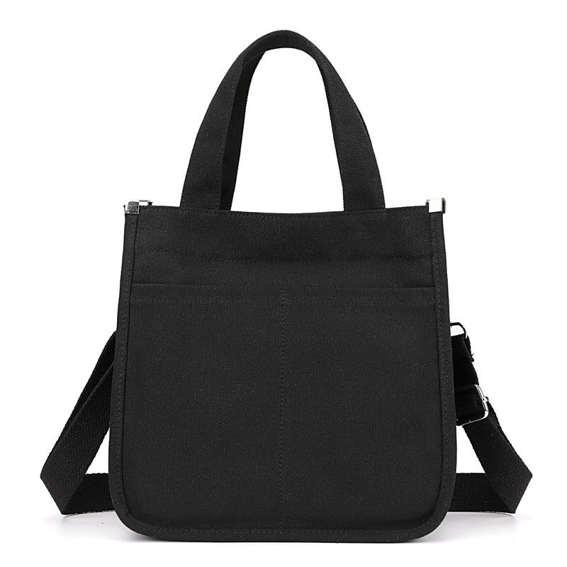 Сплошная цветная холщовая сумка, винтажная женская сумка на плечо, маленькая большая сумка, легкая сумка через плечо чёрный
