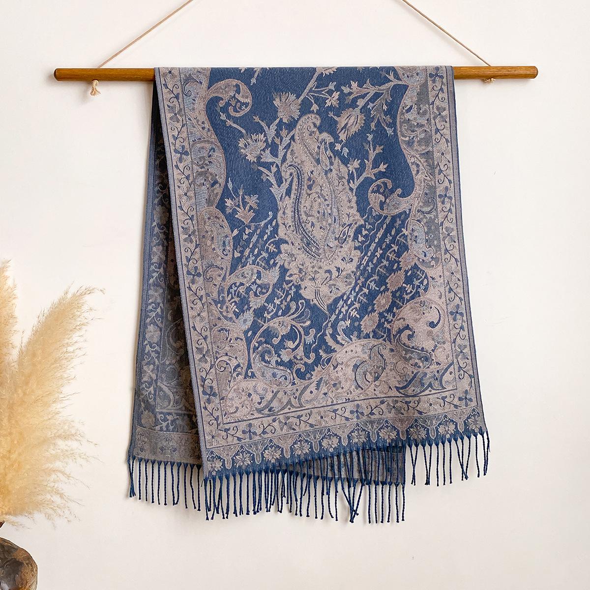 Classic Imitation Cashmere Jacquard Ethnic Style Popular Cashew Print Hanging Beard Tassel Long Scarf Women S Scarf Elegant Shawl 200x65cm синій
Classic Imitation Cashmere Jacquard Ethnic Style Popular Cashew Print Hanging Beard Tassel Long Scarf Women S Scarf Elegant Shawl 200x65cm синій