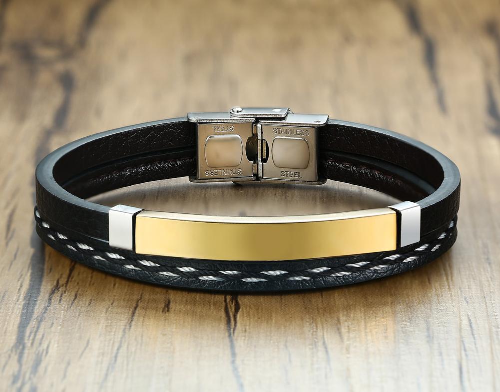 Genuine Leather Bracelets For Men Women Gifts Stainless Steel Bar Layered Bangle Causal Jewelry Accessories Decor 18cm
Genuine Leather Bracelets For Men Women Gifts Stainless Steel Bar Layered Bangle Causal Jewelry Accessories Decor 18cm
