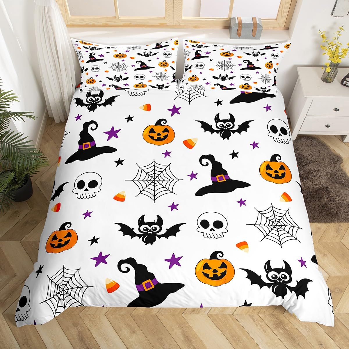 Halloween Bats Duvet Cover Glitter Stars Galaxy Gothic Bedding Set Cute Cartoon Watercolor Bat Comforter Cover Twin Queen Size EU Single(135*200cm)3pcs
Halloween Bats Duvet Cover Glitter Stars Galaxy Gothic Bedding Set Cute Cartoon Watercolor Bat Comforter Cover Twin Queen Size EU Single(135*200cm)3pcs