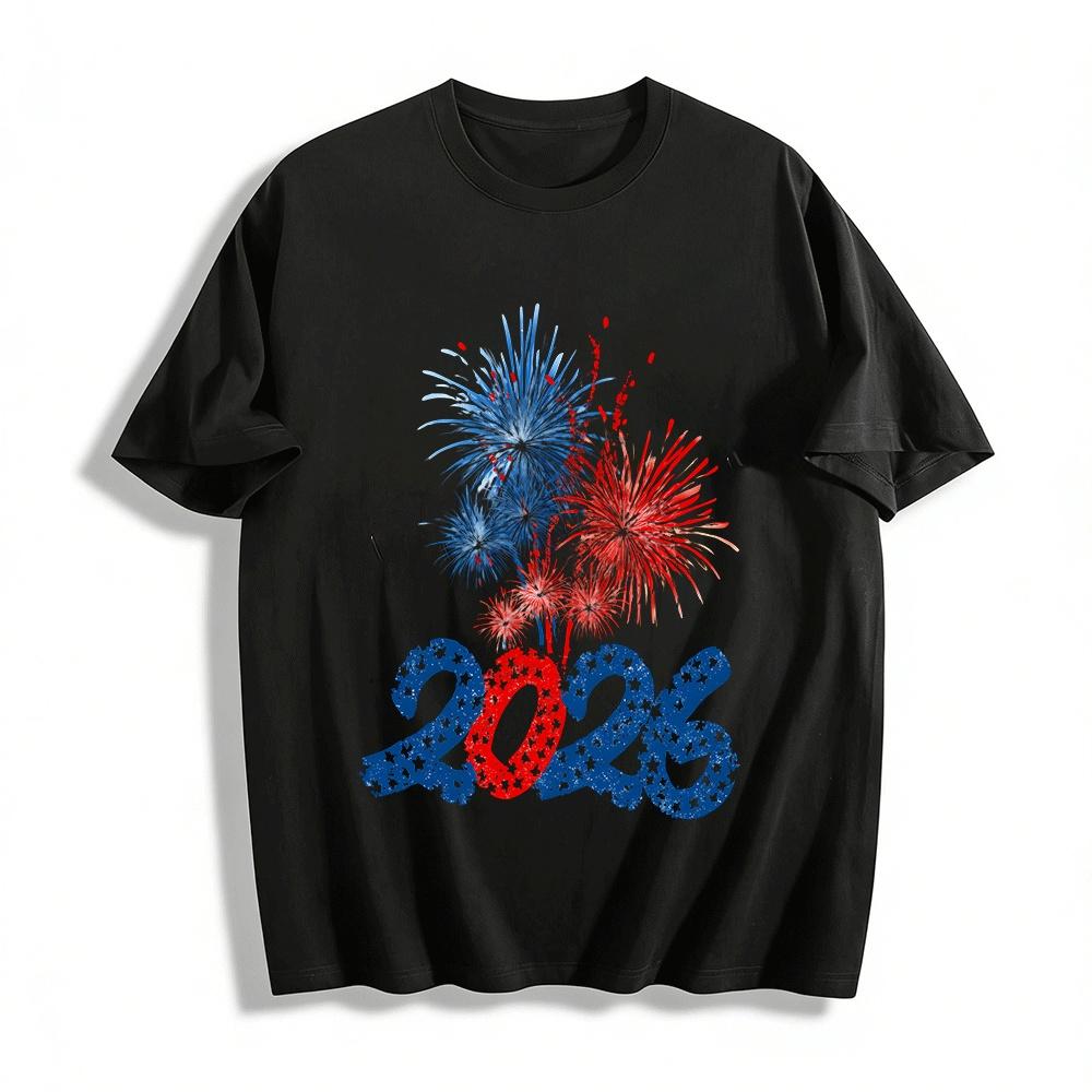 2026 Fourth of July Firework Print Casual Short Sleeve Top Pure cotton T-shirt 6XL
2026 Fourth of July Firework Print Casual Short Sleeve Top Pure cotton T-shirt 6XL