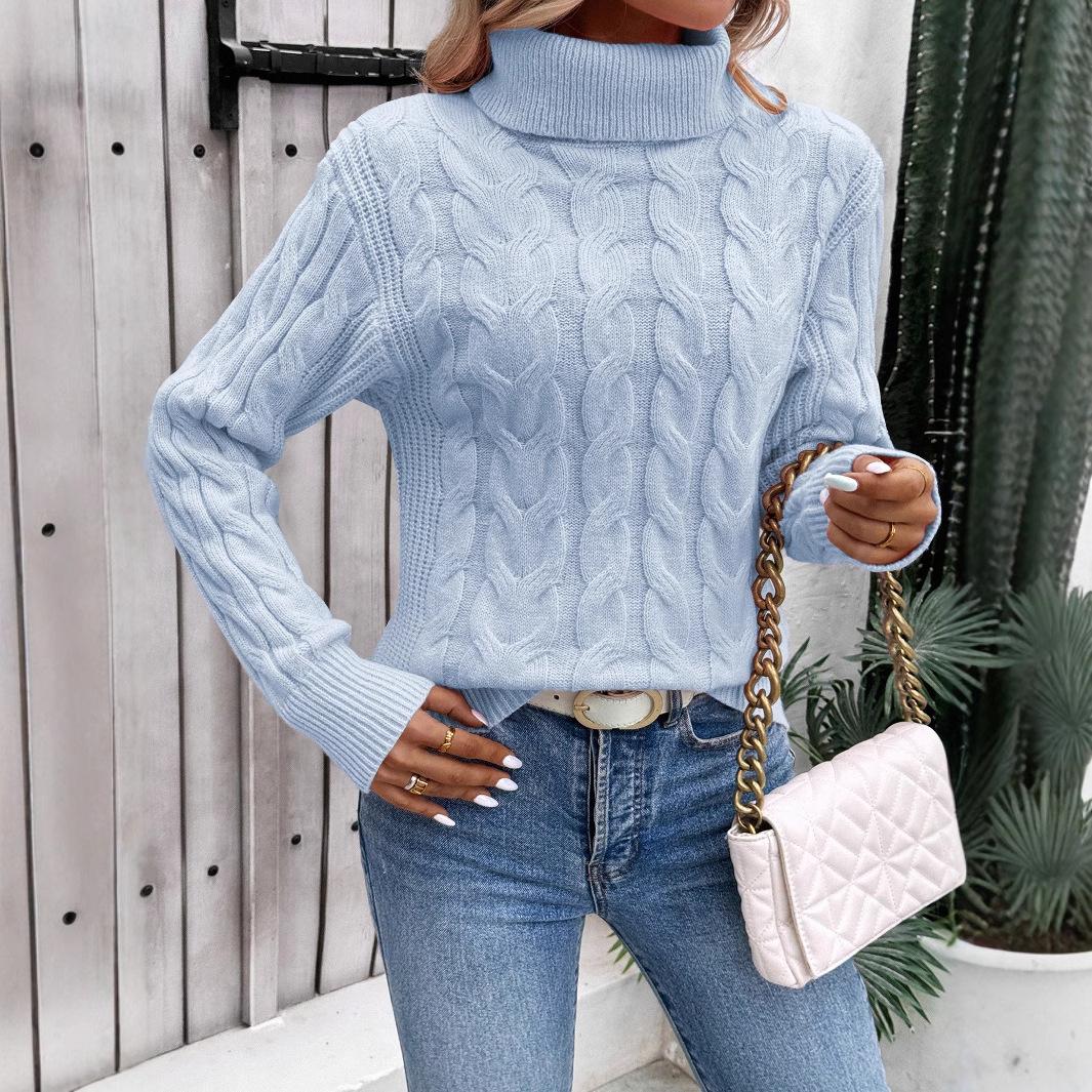 Autumn Winter Solid Color Long Sleeved Turtleneck Knitted Sweater for Women Loose Casual Pullover Thick Base Sweater S
Autumn Winter Solid Color Long Sleeved Turtleneck Knitted Sweater for Women Loose Casual Pullover Thick Base Sweater S
