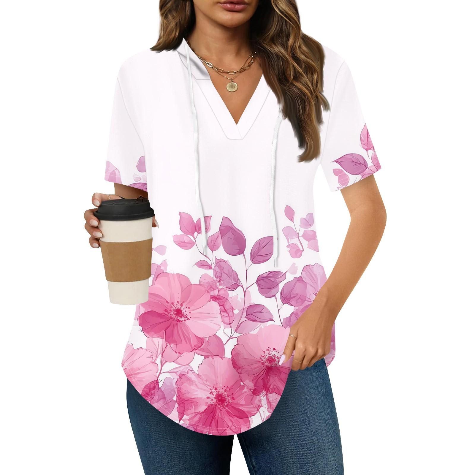 Women s Summer V Neck Tee Shirts Short Sleeve Hoodie Tunic Tops Casual Loose Tunic Sweatshirts L рожевий
Women s Summer V Neck Tee Shirts Short Sleeve Hoodie Tunic Tops Casual Loose Tunic Sweatshirts L рожевий