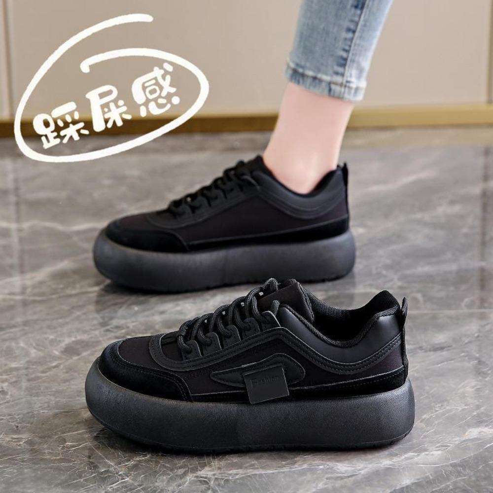 Spring Leather Black Platform Sneakers Thick Sole Chunky Shoes Women Slip On Lace-up Fashion Casual Comfort Walking Shoes 37
Spring Leather Black Platform Sneakers Thick Sole Chunky Shoes Women Slip On Lace-up Fashion Casual Comfort Walking Shoes 37
