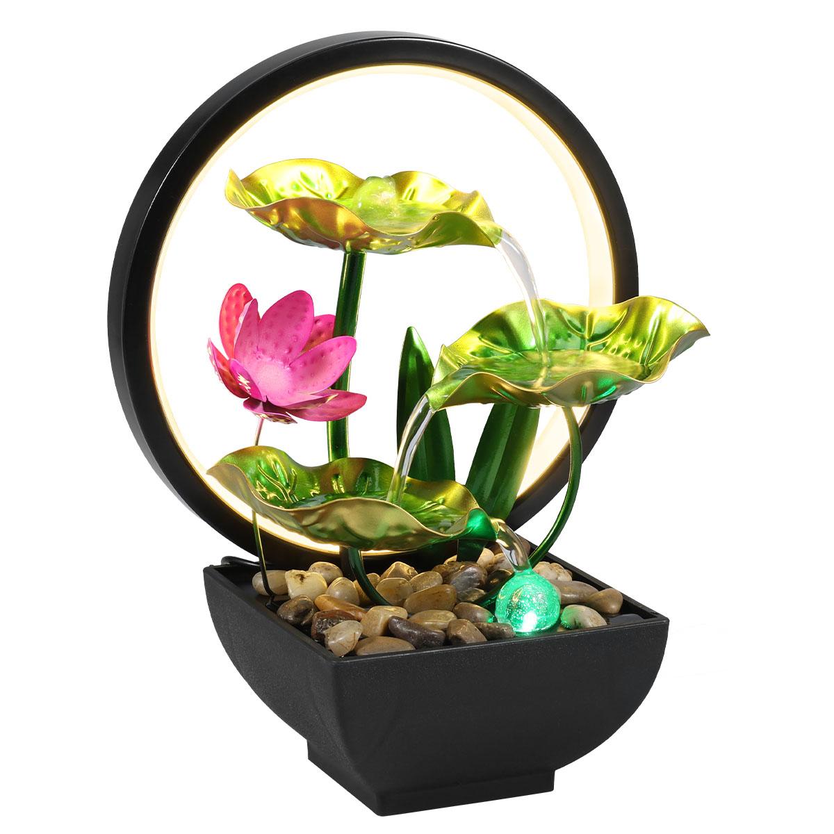 Tabletop Fountain 3-Tiers Lotus Leaf Small Waterfall Fountains Indoor Water Fountain with Rocks and LED Ring Lights Desktop зелений
Tabletop Fountain 3-Tiers Lotus Leaf Small Waterfall Fountains Indoor Water Fountain with Rocks and LED Ring Lights Desktop зелений